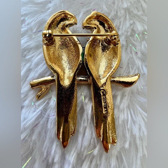 Vintage D’ Orlan Gold plated Parrot Birds Brooch - Picture 9 of 10
